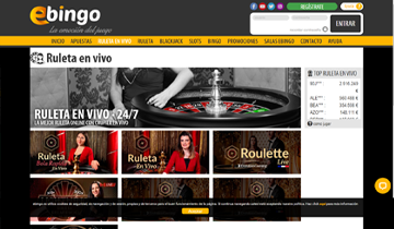 ebingo Casino con ruleta en vivo